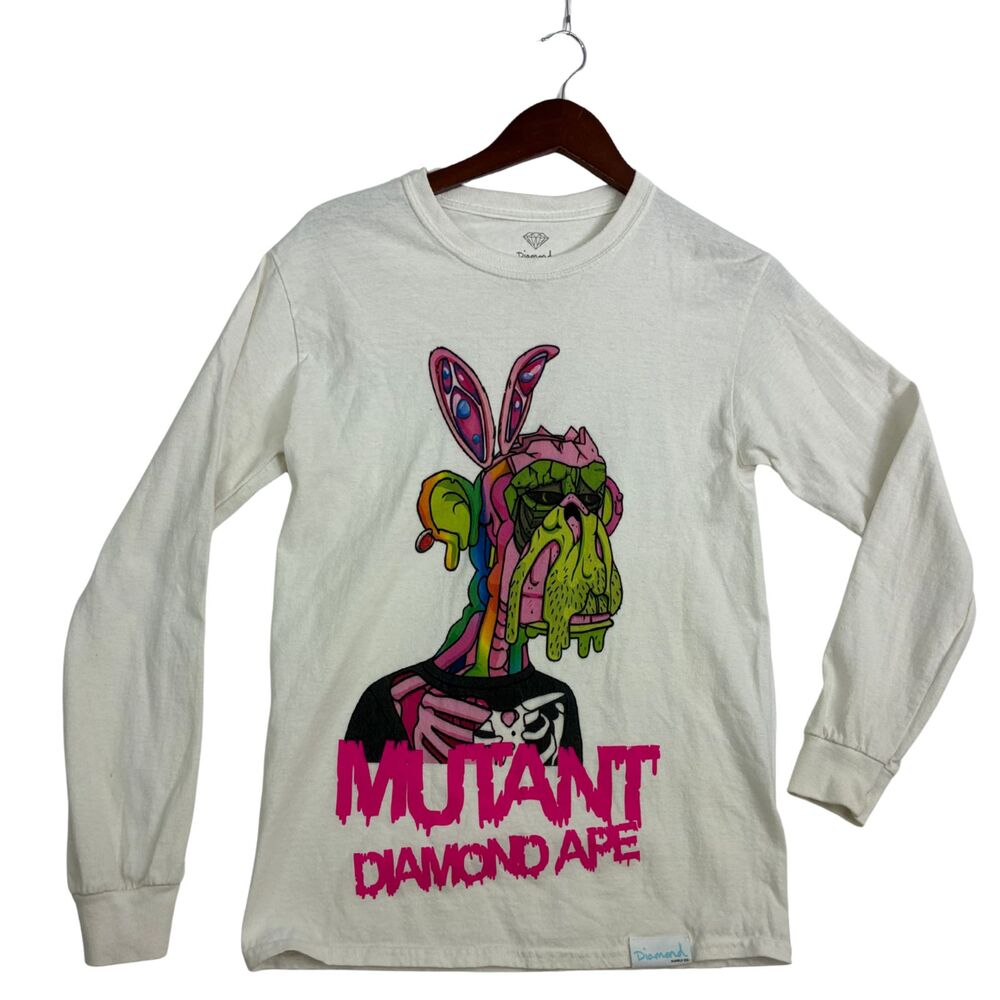 Diamond Supply Co Mutant Diamond Ape Shirt Small White Long Sleeve Graphic Tee